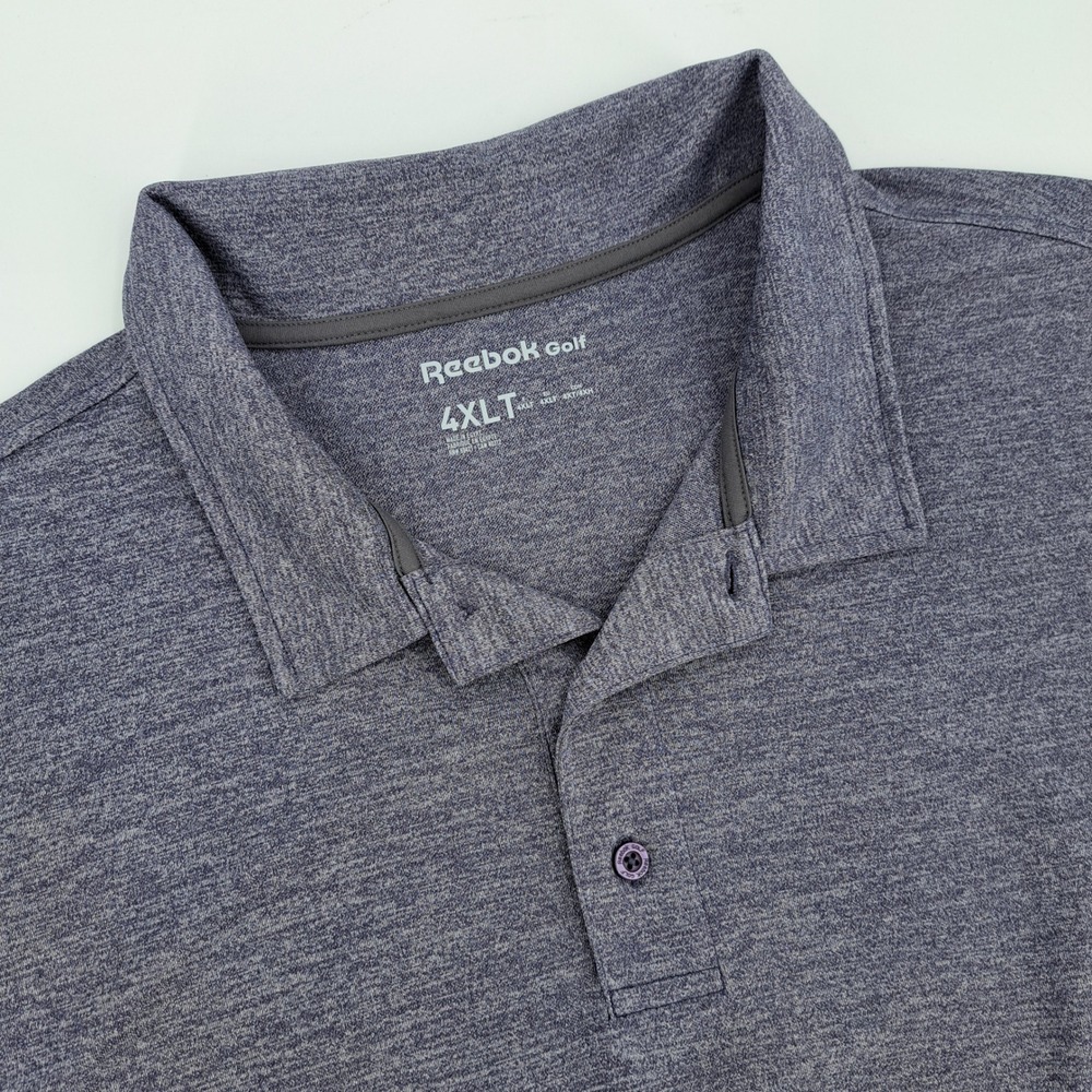 Reebok Golf Mens 4XLT Tall Heathered Purple Short Sleeve Polo Shirt Button Up